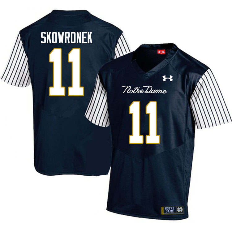 Men's NCAA Notre Dame Fighting Irish #11 Ben Skowronek Stitched College Under Armour Authentic Navy Alternate Football Jersey RY10W01MK